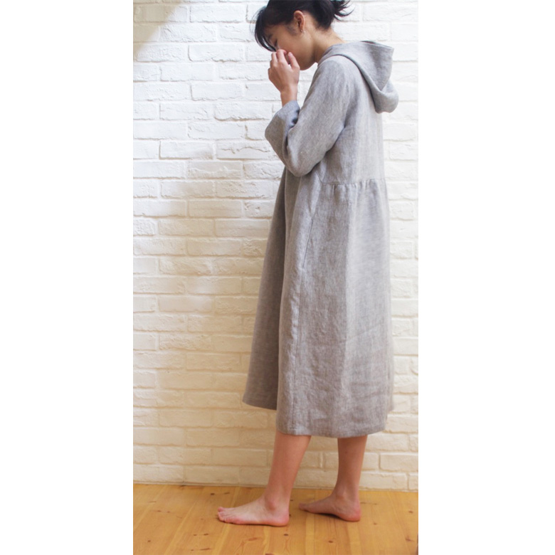 アンソレイエオックス グラファイト 型紙No.120フード付きワンピース