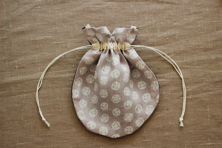 ポーチ巾着セット71<br />Rose Dotピジョングレ-