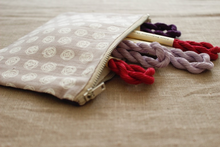 ポーチ巾着セット71<br />Rose Dotピジョングレ-