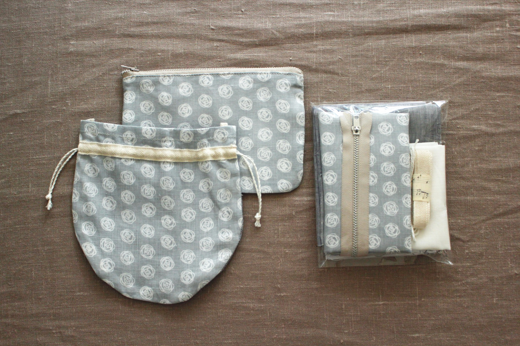 ポーチ巾着セット71<br />Rose Dotパ-ルグレ-