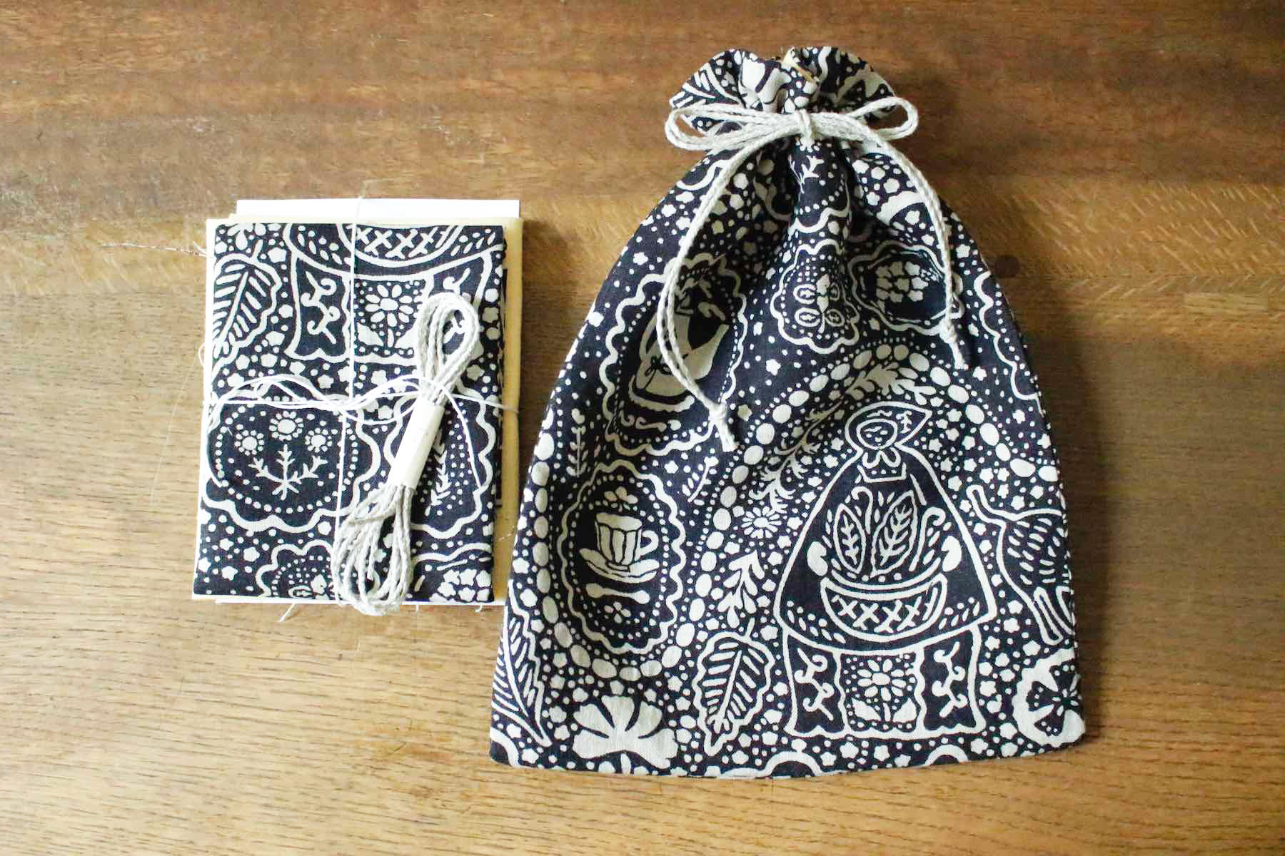 ハーブティーの巾着セット<br />黒