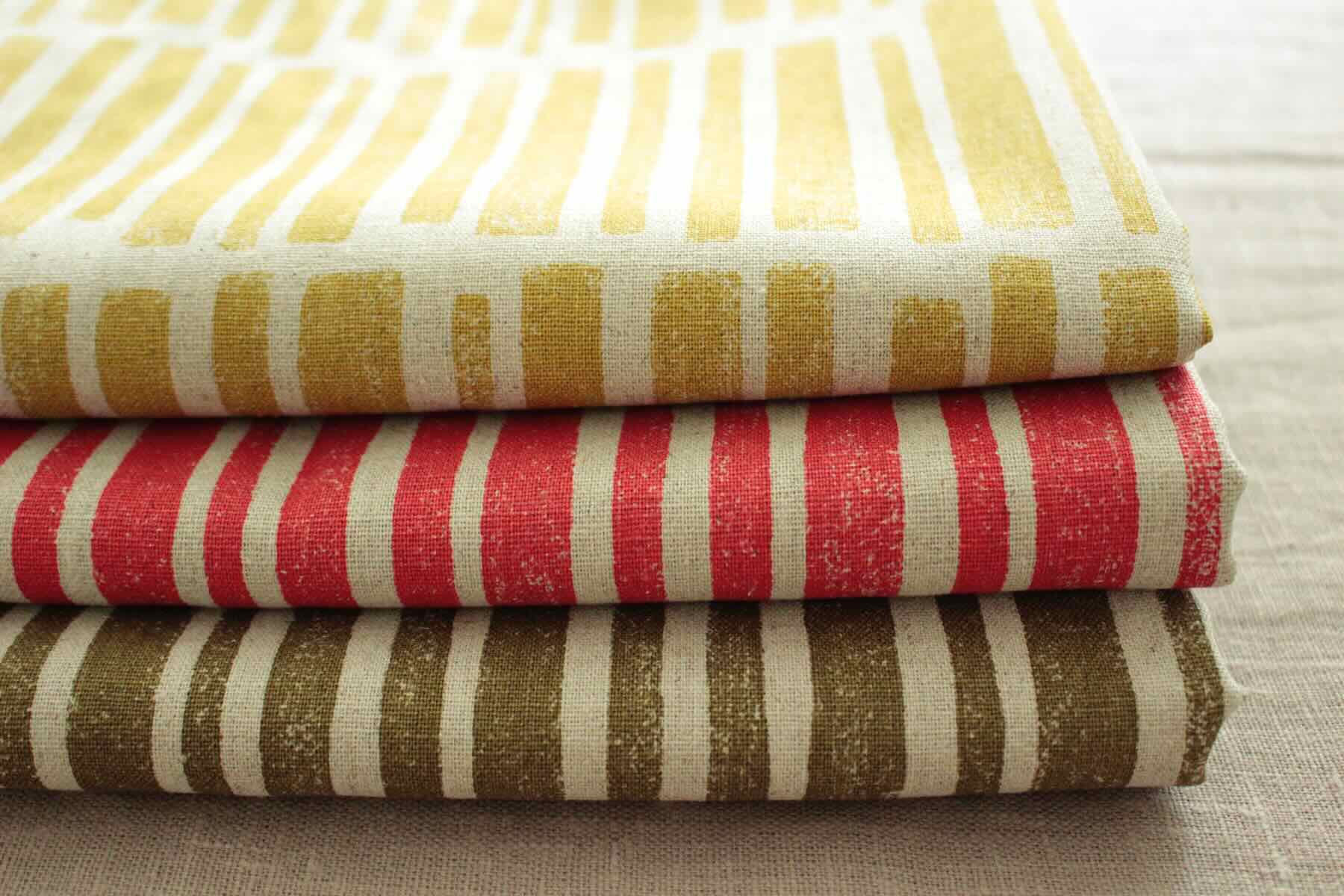 Jca綿麻ダブル幅 フリーハンドショートストライプ