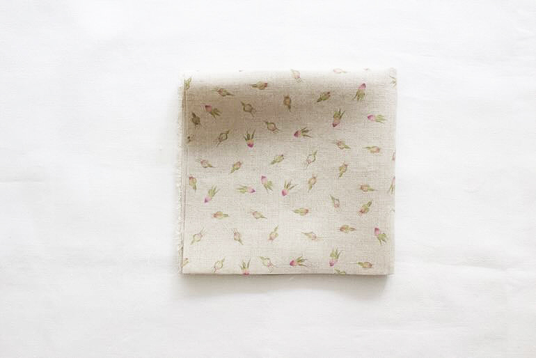 リネンプリントカットクロス35cm×35cm<br />薔薇蕾Flax