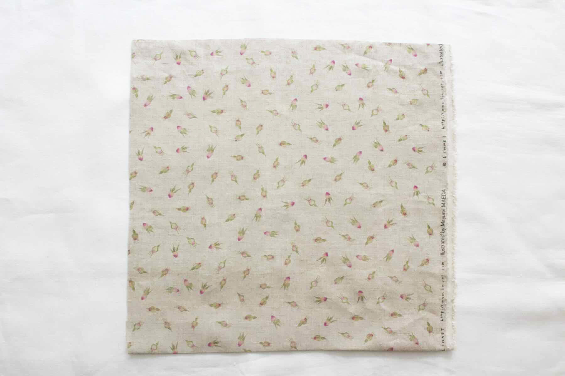 リネンプリントカットクロス35cm×35cm<br />薔薇蕾Flax