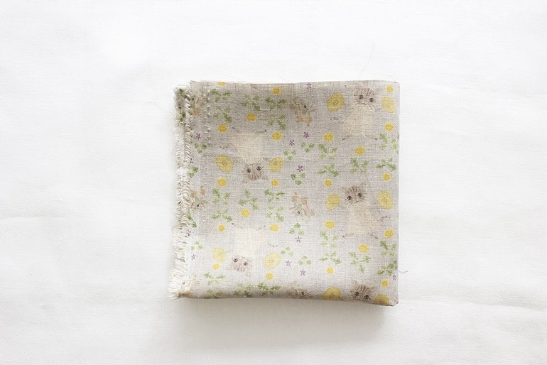 リネンプリントカットクロス35cm×35cm<br />シンバルと猫