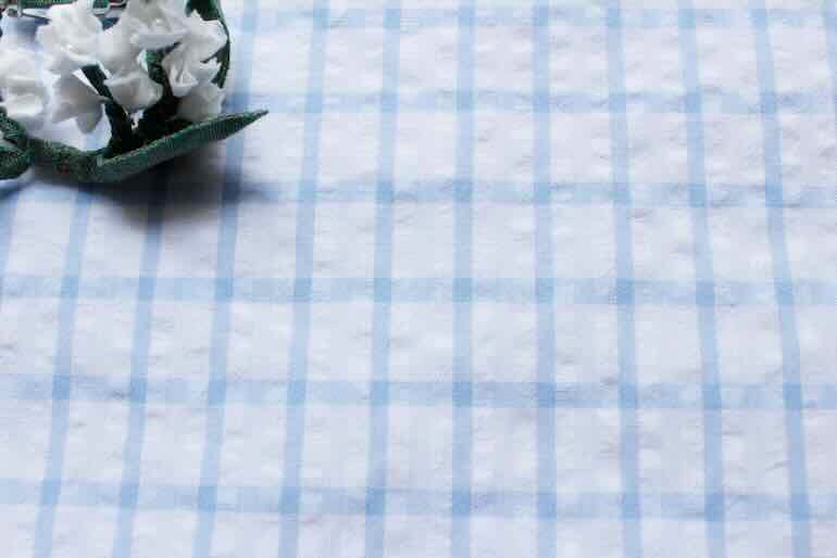 Jワッシャーチェック白×水<br />白-水色