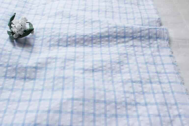 Jワッシャーチェック白×水<br />白-水色