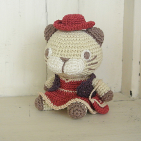 編みぐるみねこ　赤い帽子 編み図
