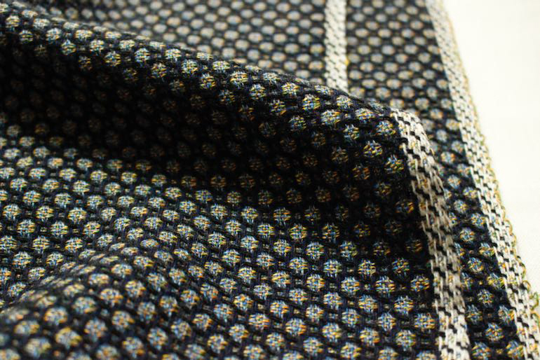 LINNETヘンプウールバーズアイー色多彩C5黄<br />ネイビ-×黄×緑×青