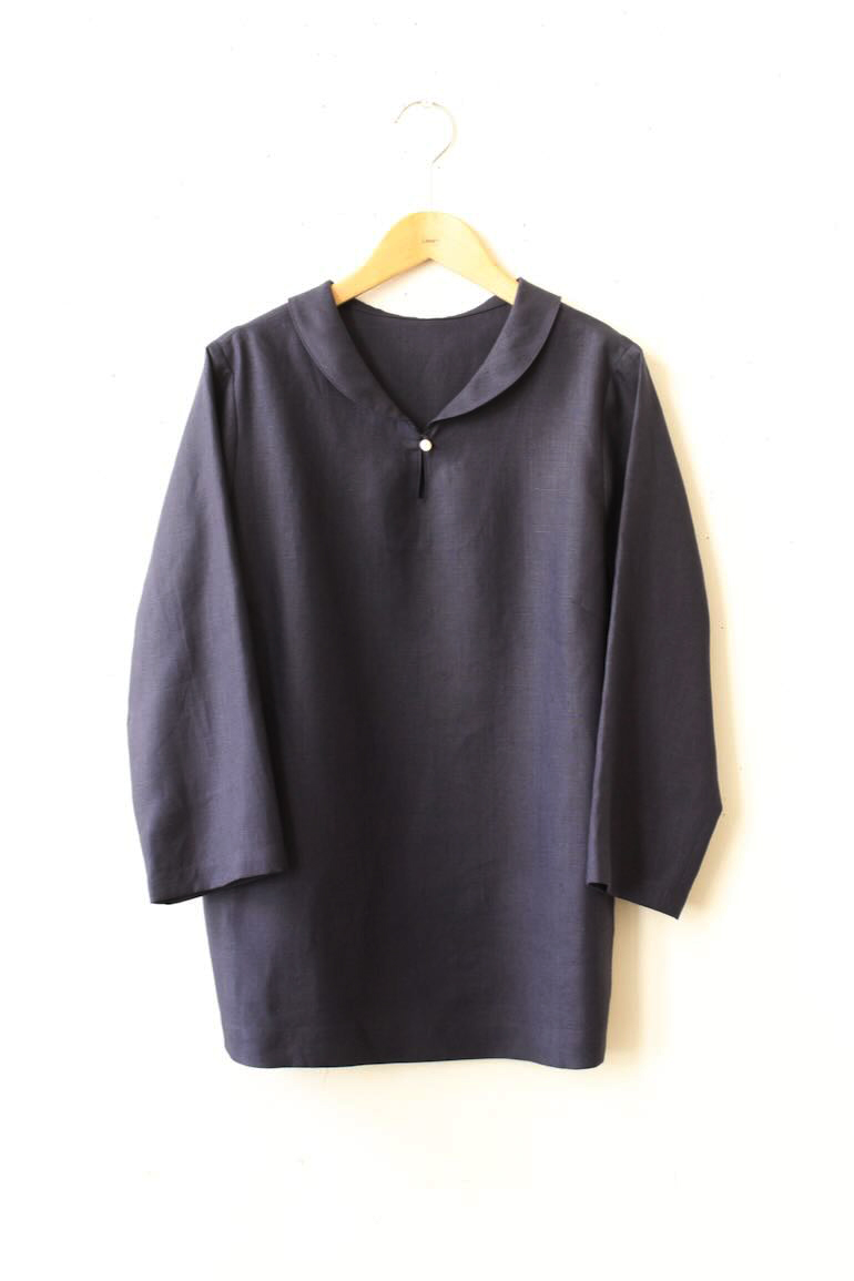 PD　No8へちま衿ブラウス着丈60cm<br />クラシックネイビ-
