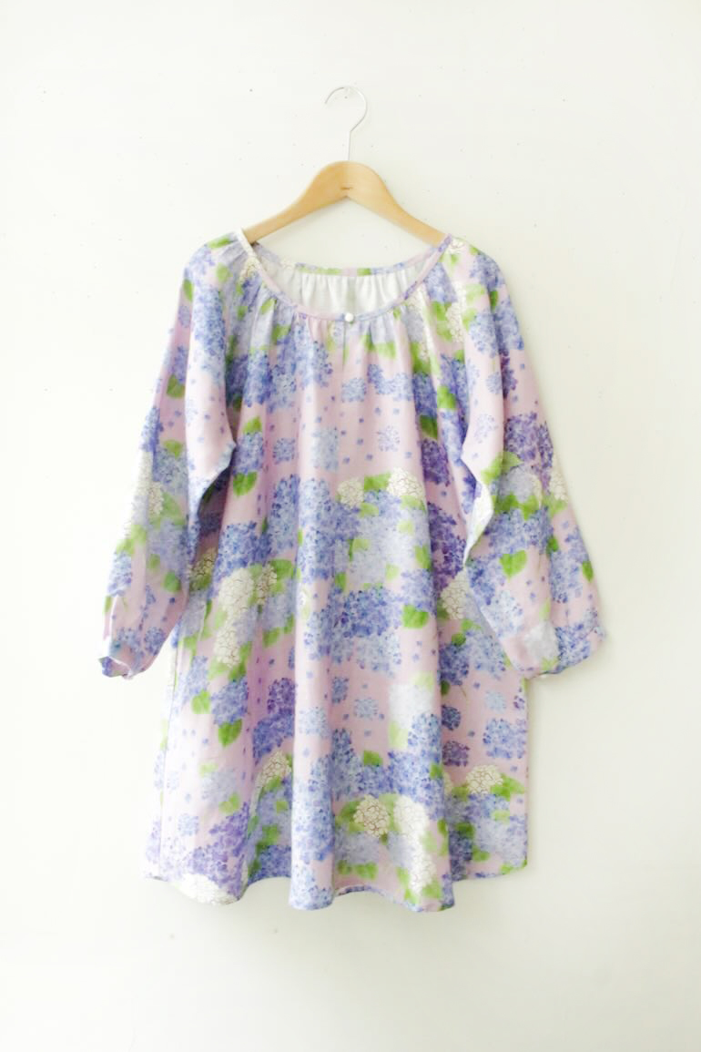 SO NO.107ラグランスリーブ 75cm丈<br />紫陽花こきいろグレ-紫