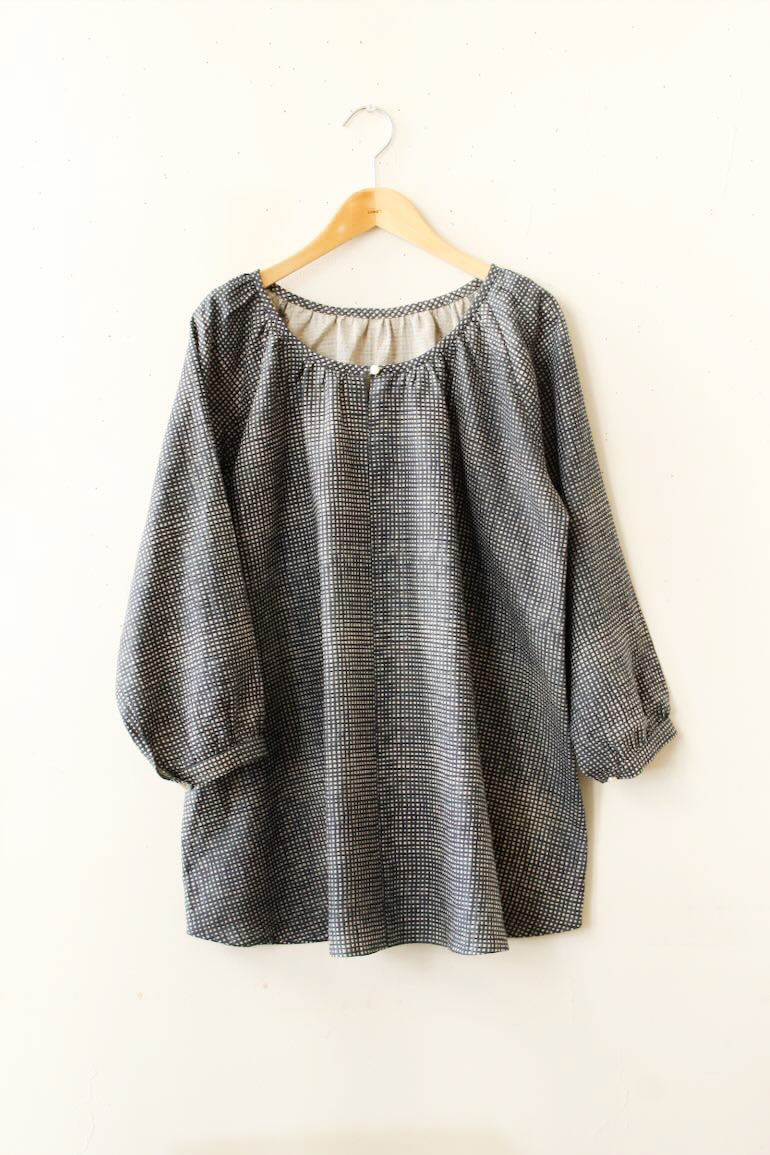 PD NO.107ラグランスリーブ着丈67cm<br />LP水彩ギンガム藍