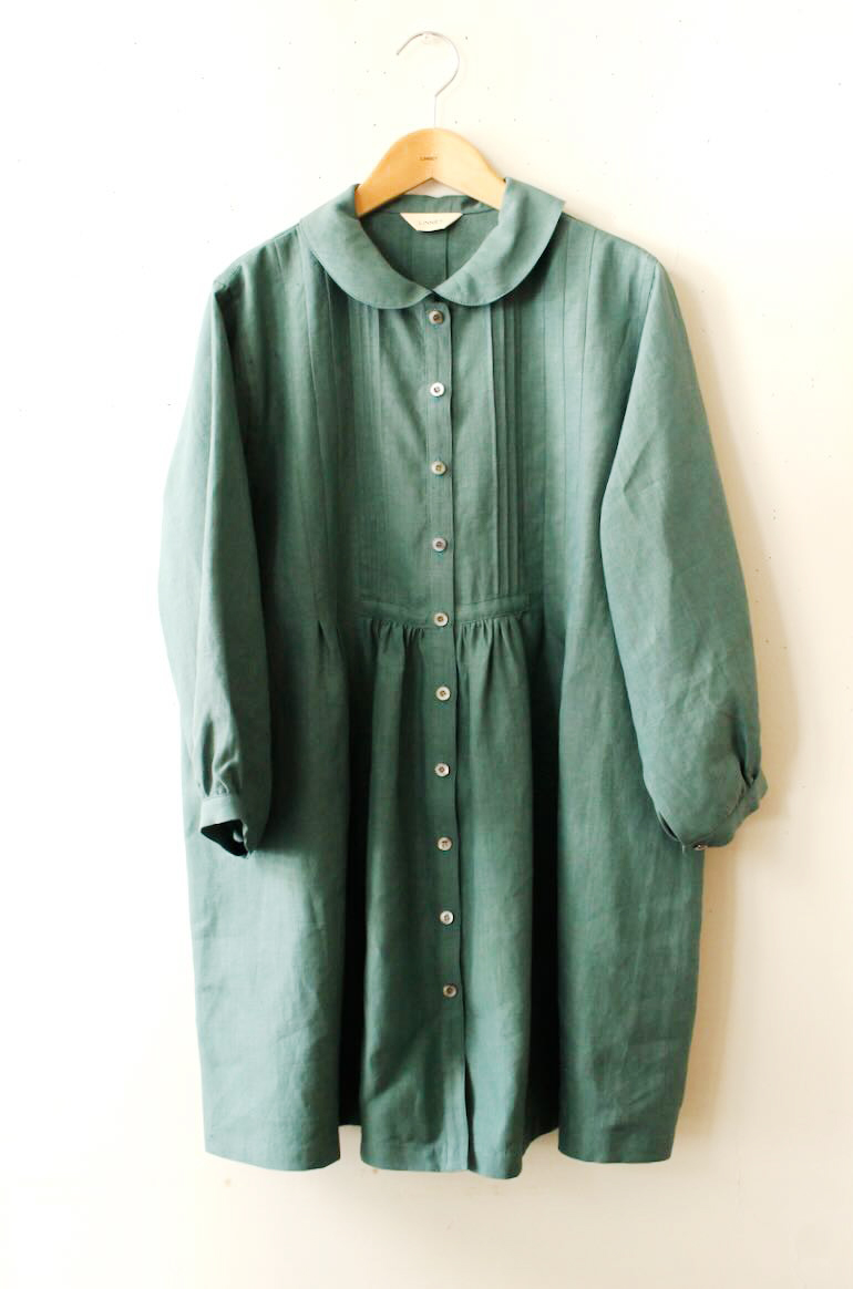 PD No.113ピンタックチュニック丈　　七分袖<br />クラシックファレストグリ-ン
