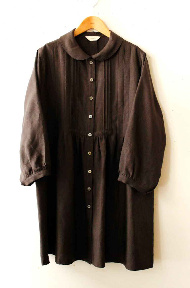 PD No.113ピンタックチュニック丈　　七分袖<br />クラシックエスプレッソ