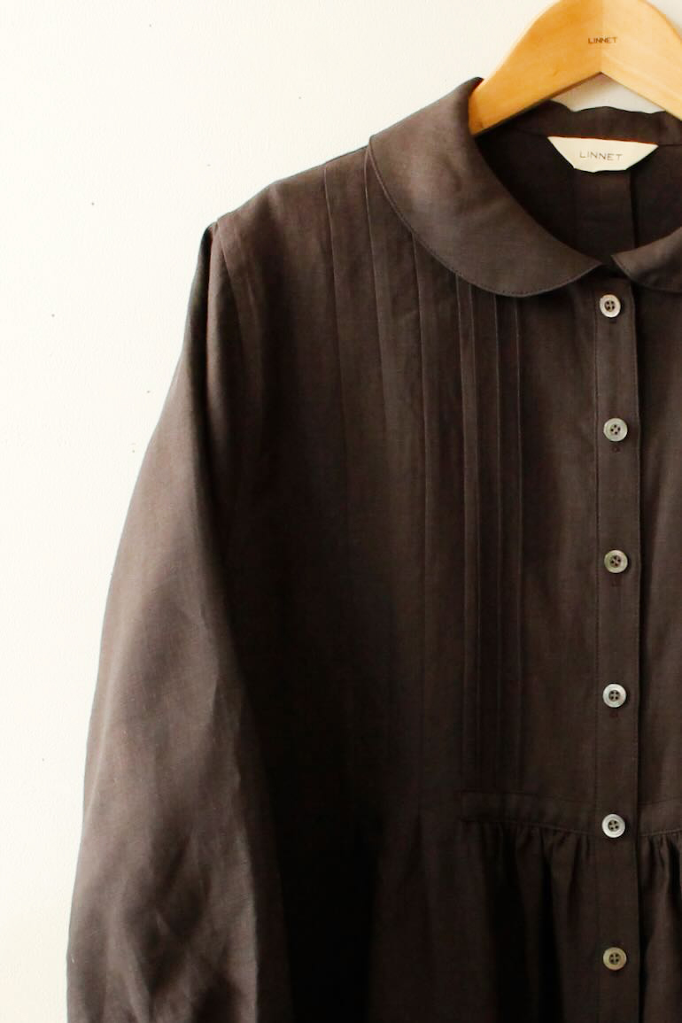 PD No.113ピンタックチュニック丈　　七分袖<br />クラシックエスプレッソ