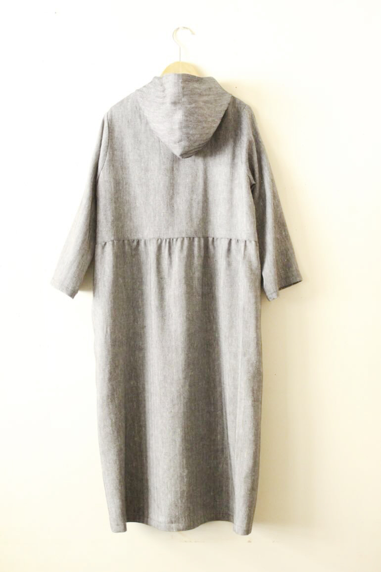 PDNo.120 フード付きワンピース　リネンウール<br />HBチェコ-ルブラック