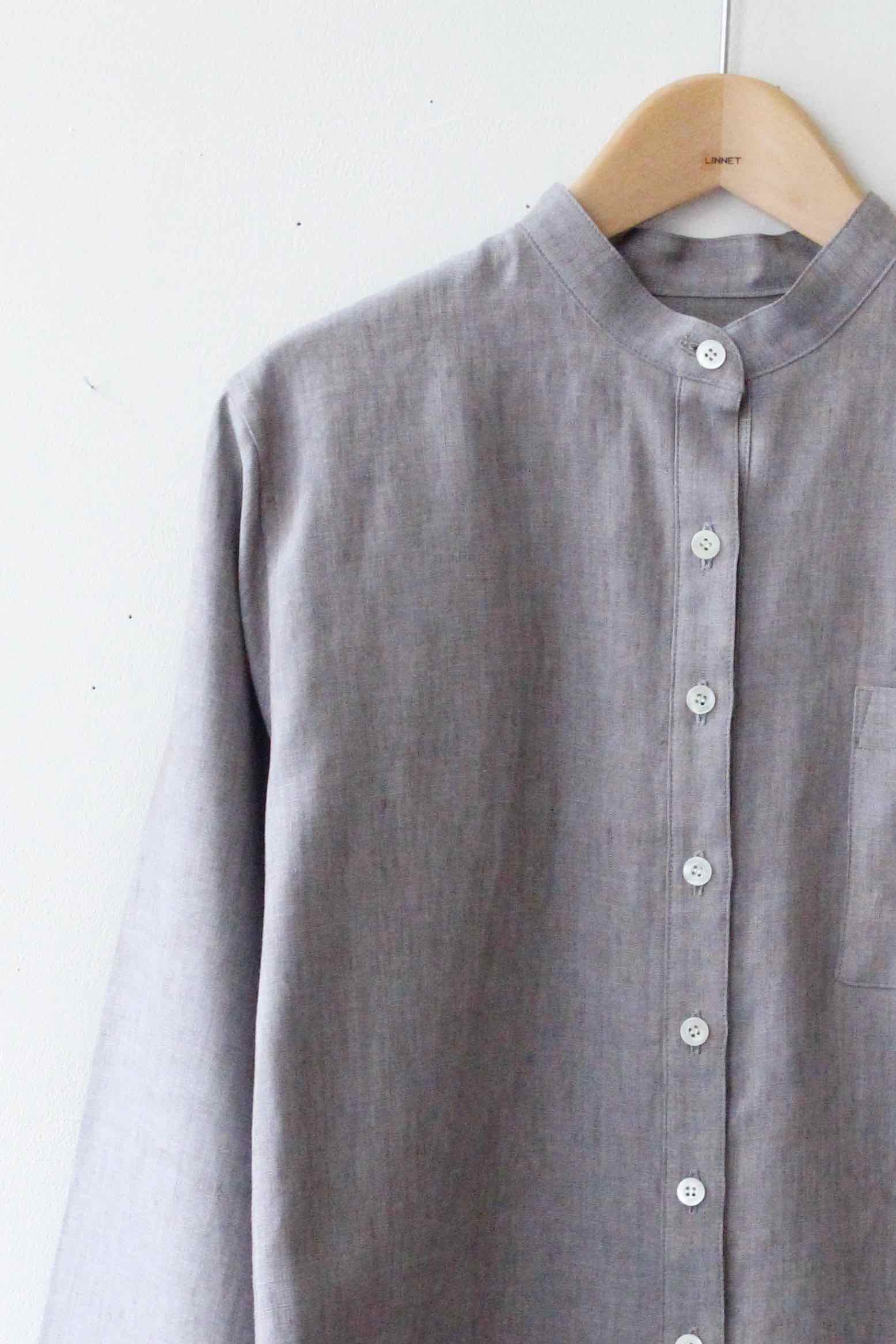 PD No.122　スタンドカラーのブラウス<br />シャンブレイ ブル-シェ-ド