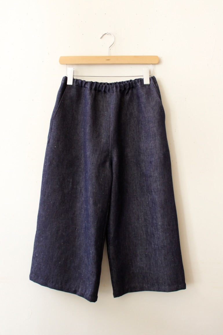 PD  No.125ポケット付き七分丈パンツM,L,XL<br />ヘンプツイルインディゴブル-