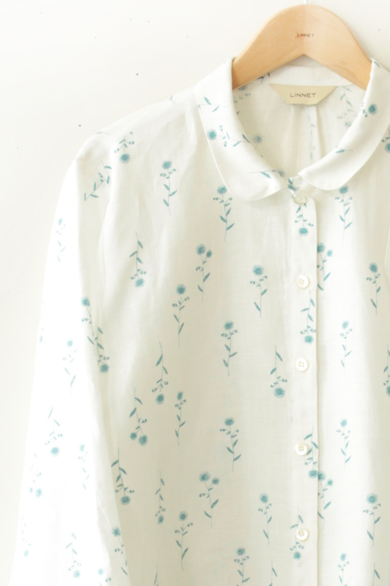 PD No.135小さな丸衿ブラウス　　7分袖<br />ハルジオン白