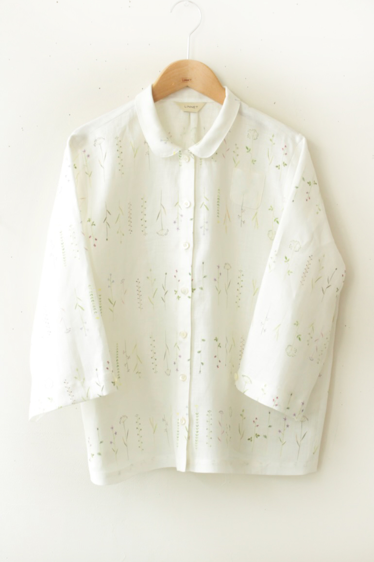 PD No.135小さな丸衿ブラウス　　7分袖<br />一枚の葉は