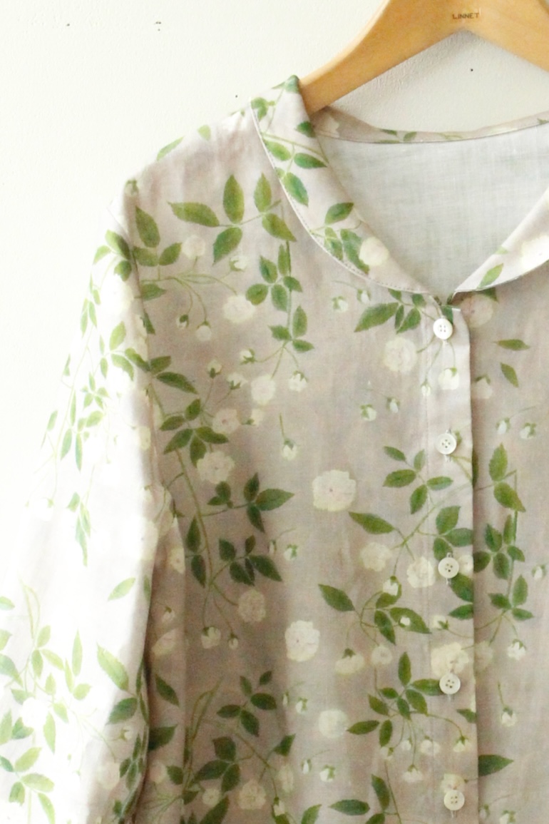 PDNo139へちま衿ブラウス前開き<br />モッコウバラグレ-