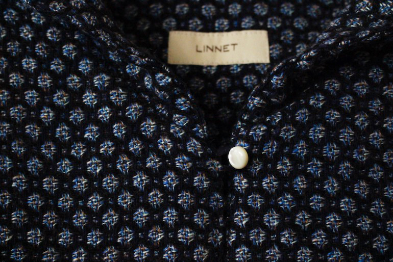 No140セーラーカラーのドレス　ヘンプウール<br />バ-ズアイ1Naブル-