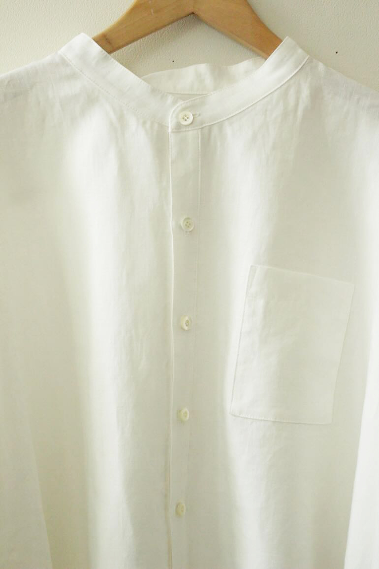 PD No.143スタンドカラービッグシャツタック長袖<br />クラシックスノ-ホワイト