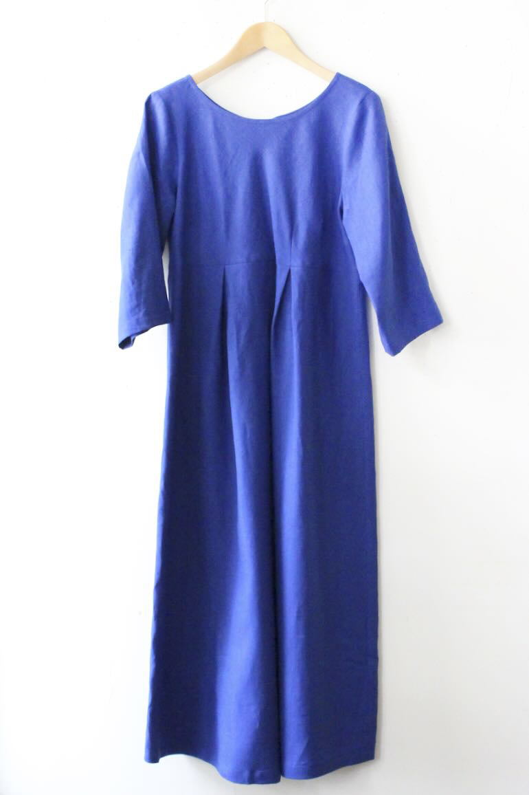 PD_No.34ボックスプリーツワンピース　L 七分袖<br />クラシック　ロイヤルブル-