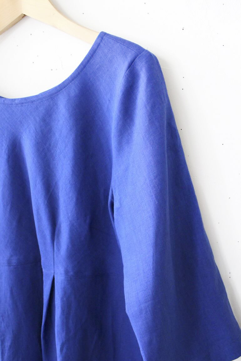 PD_No.34ボックスプリーツワンピース　七分袖<br />クラシック　ロイヤルブル-