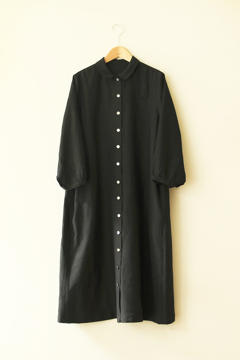 PD No,74丸衿ドレス 七分袖<br />クラシック ブラックオニキス