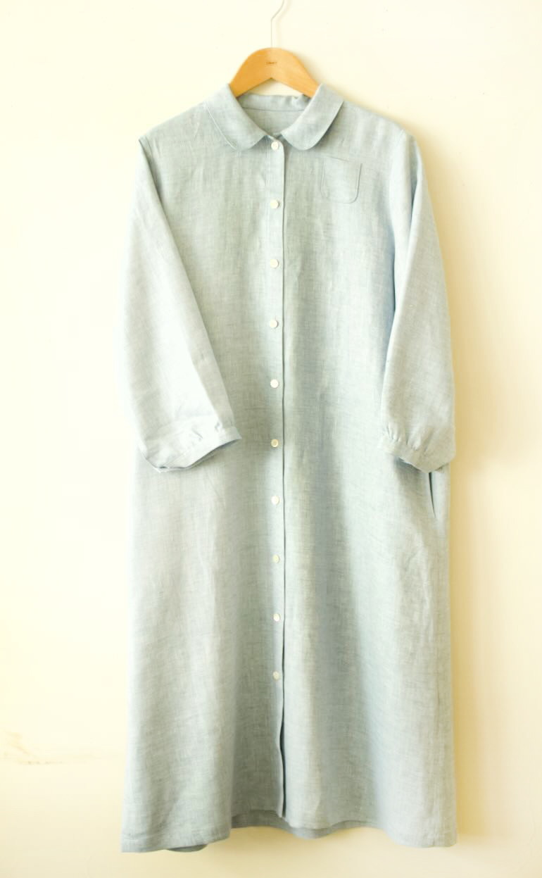 PDNo.74丸衿ドレス 七分袖<br />HB17水色ML