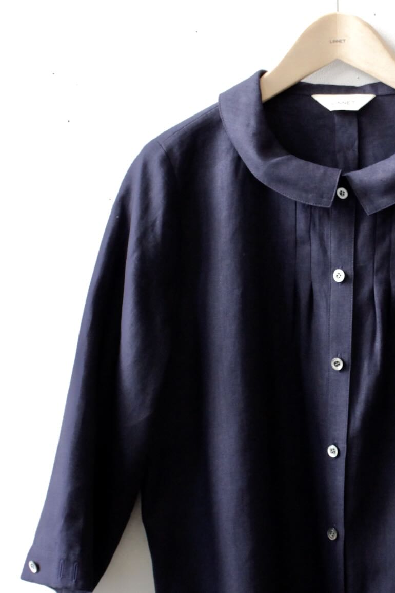 PDNo.94　小さなタックブラウス ７分袖　　<br />クラシックネイビ-ブル-