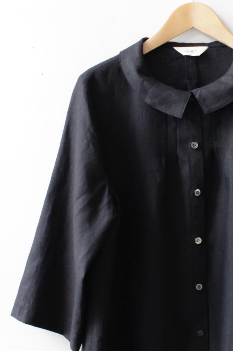 PDNo.94　小さなタックブラウス ７分袖　　<br />クラシックブラックオニキス