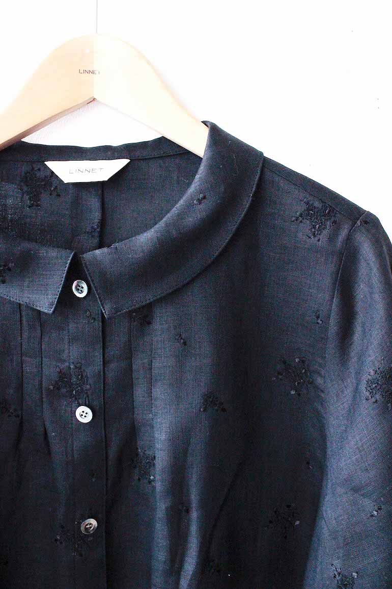 PDNo.94　小さなタックブラウス ７分袖　　<br />F刺繍　ノエルブ-ケ