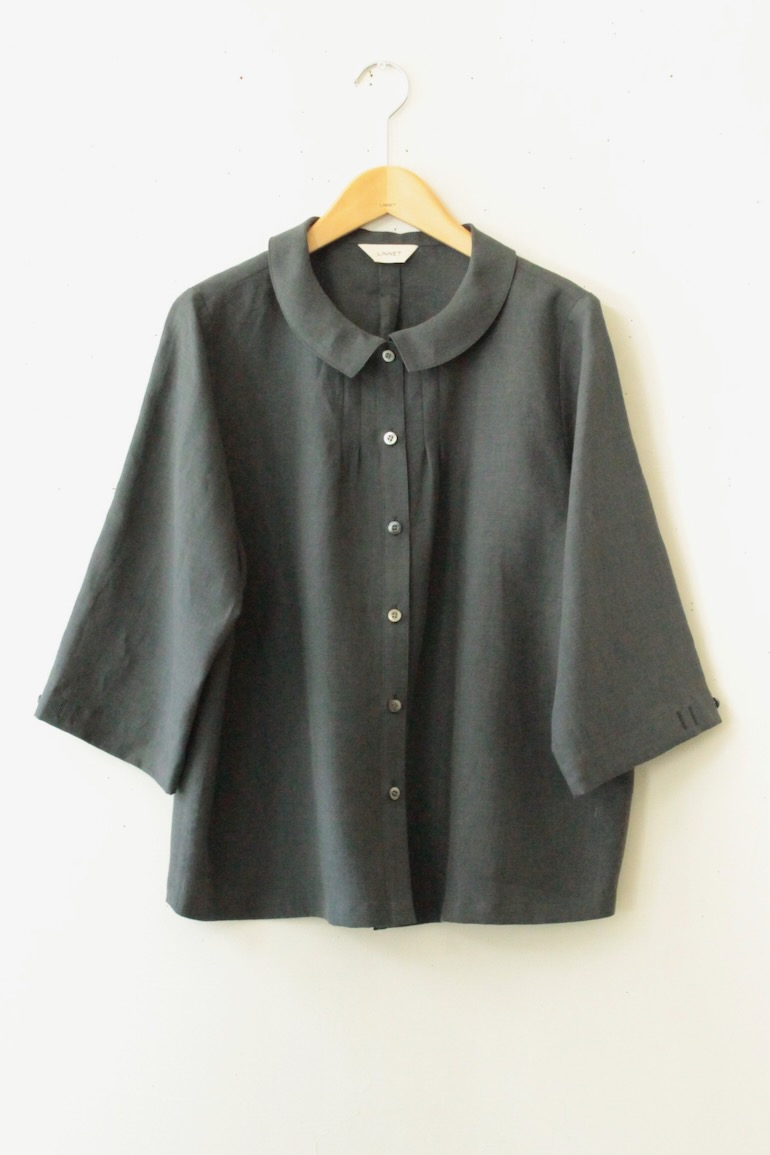 PDNo.94　小さなタックブラウス ７分袖<br />クラシック墨黒LM