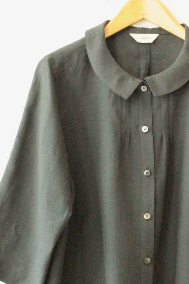 PDNo.94　小さなタックブラウス ７分袖　　<br />クラシック墨黒