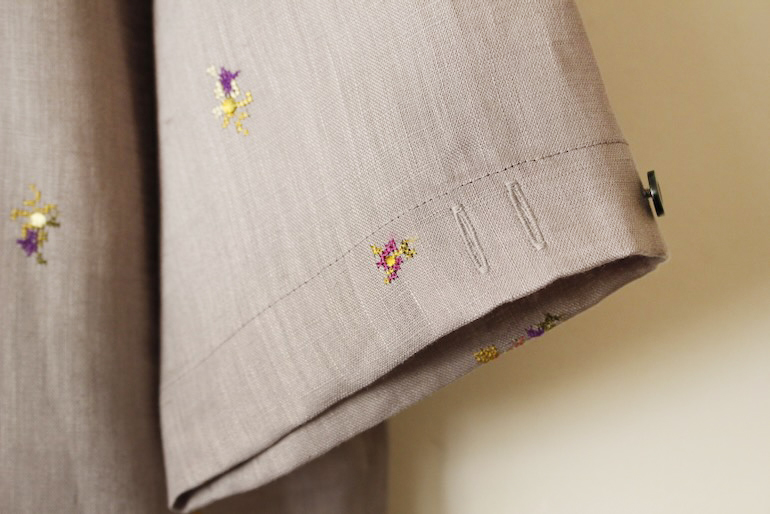 PDNo.94　小さなタックブラウス ７分袖　　<br />F刺繍クロスステッチタイニ-ポ-ジ-