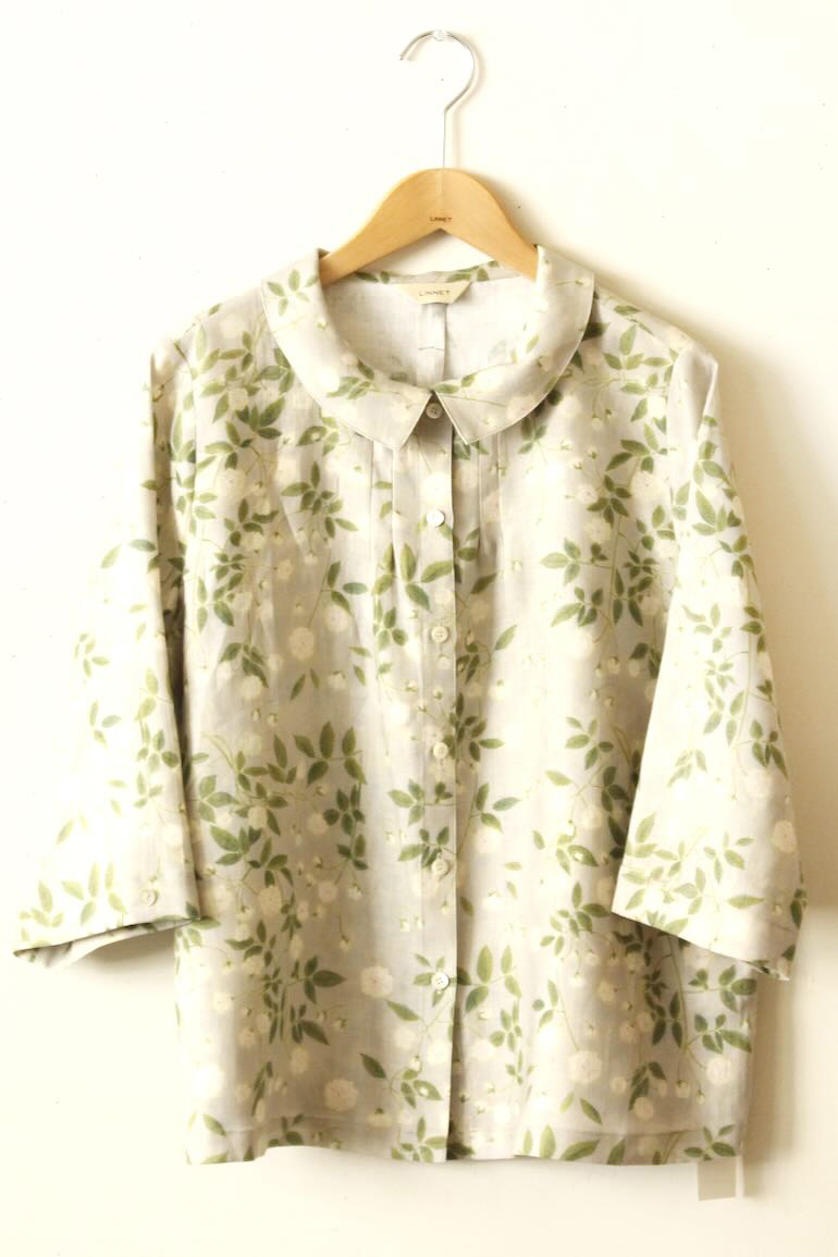 PDNo.94　小さなタックブラウス ７分袖　　<br />LPモッコウバラシルバ-グレ-