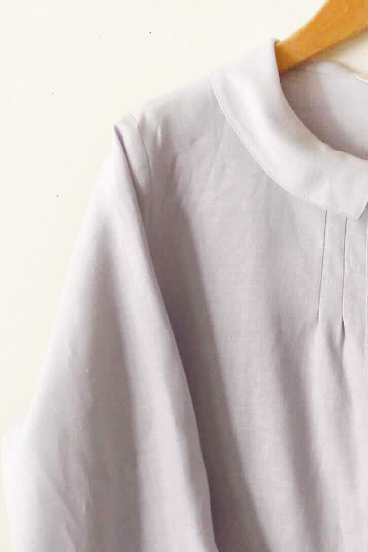 PDNo.94　小さなタックブラウス ７分袖　　<br />fabラベンダ-