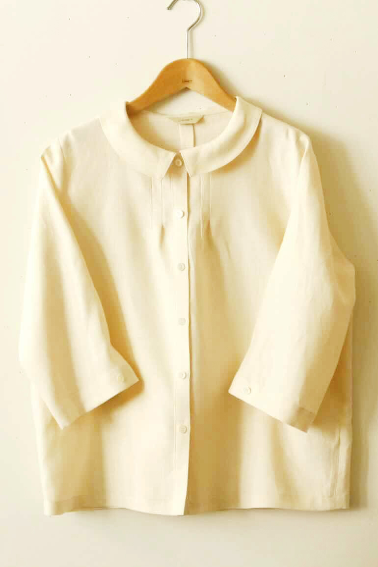 PDNo.94　小さなタックブラウス ７分袖　　<br />fabシャンパン