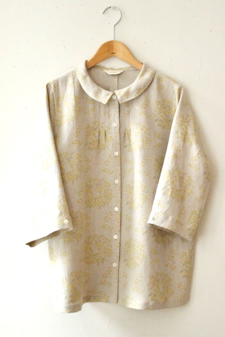 PDNo.94　小さなタックブラウスL着丈64cm ７分袖　　<br />LPミモザFlax