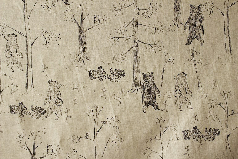 LINNET リネンプリント カムチャツカの森2<br />FLAX×焦茶