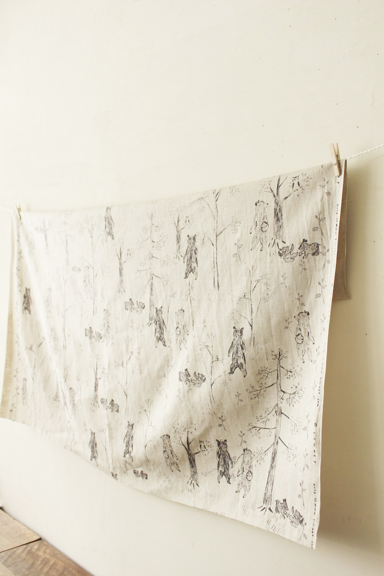 LINNET リネンプリント カムチャツカの森2<br />FLAX×焦茶