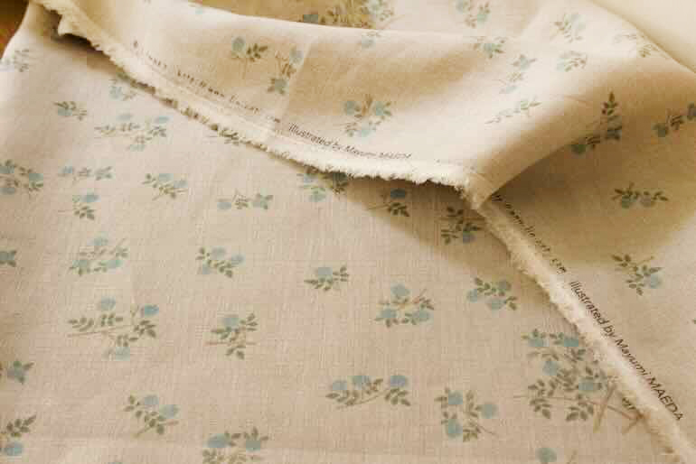 LINNET リネンプリント　青い薔薇<br />Flax