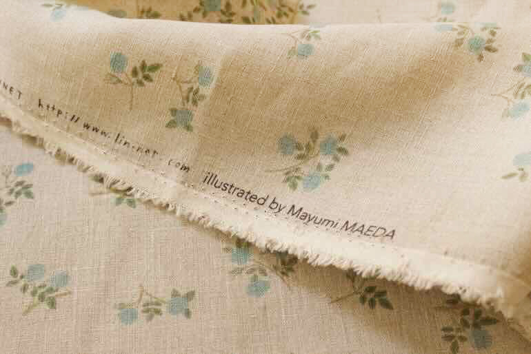 LINNET リネンプリント　青い薔薇<br />Flax