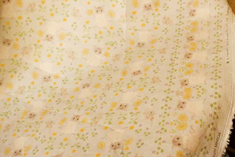 LINNET　リネンプリント　 シンバルと猫<br />Flaxブル-グレ-