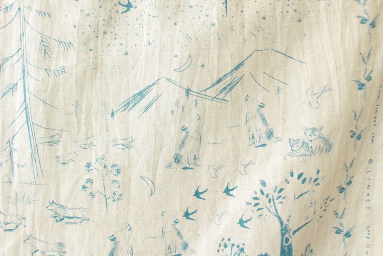 LINNET リネンプリント バンド オブ コヨーテ<br />Flax×薄藍