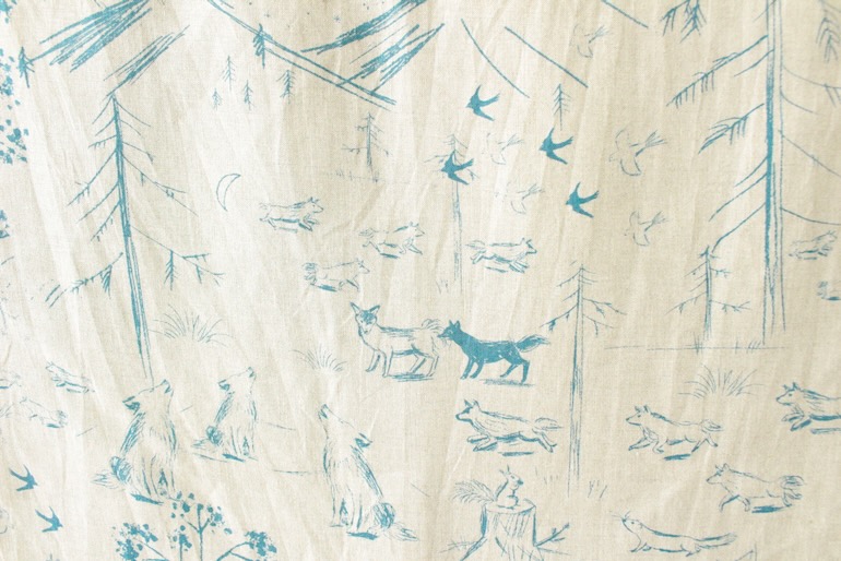 LINNET リネンプリント バンド オブ コヨーテ<br />Flax×薄藍