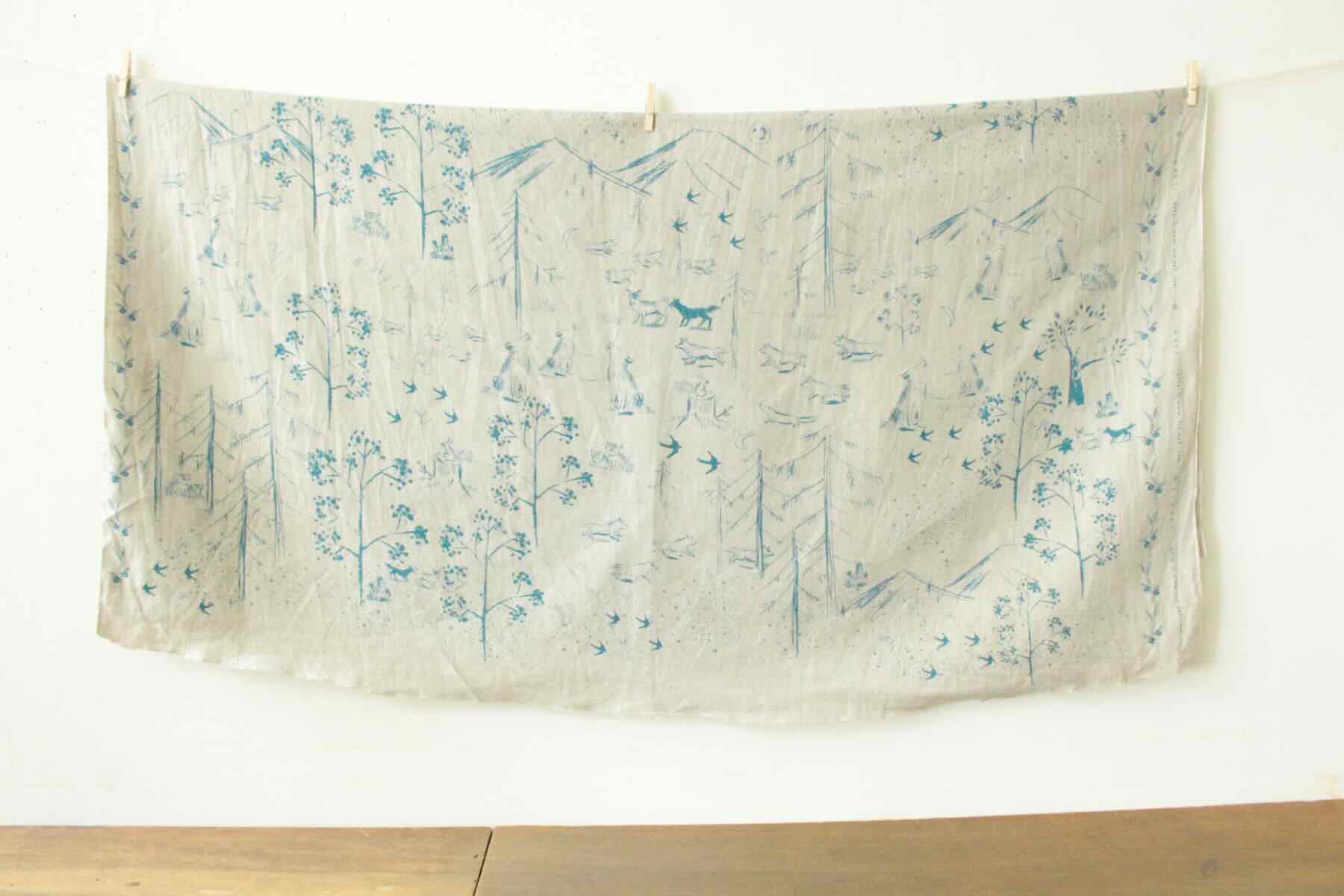 LINNET リネンプリント バンド オブ コヨーテ<br />Flax×薄藍