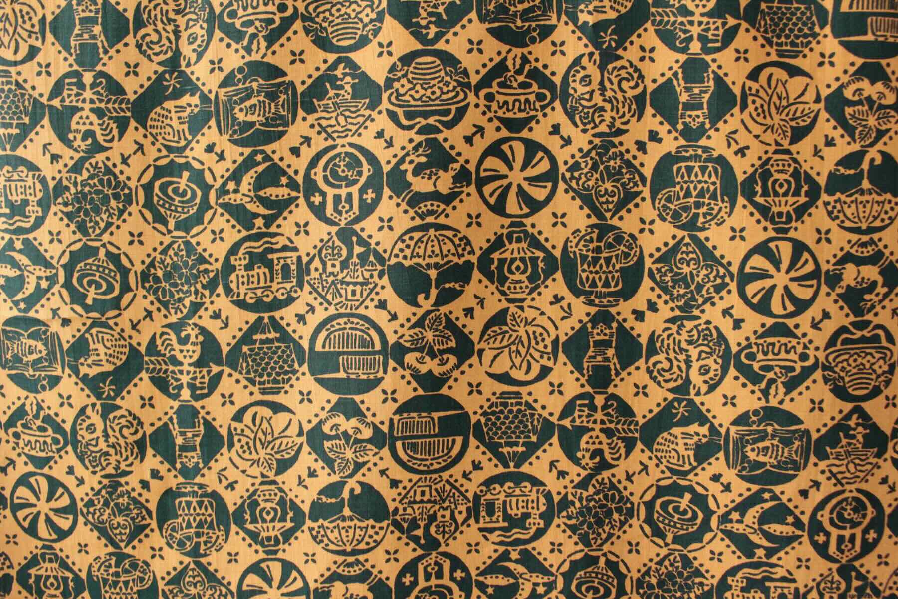 LINNET リネンプリントしりとり糸巻き<br />柿茶×紺鼠